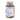 A clear supplement bottle filled with amber liquid, showing the back of the label with a supplement facts table and a white seal tape around the cap, on a white background.